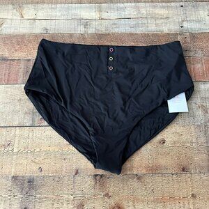 Andie The Snap Bikini Bottom in Black -XXL